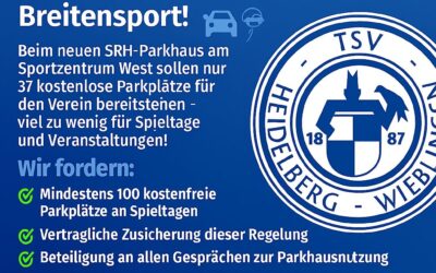 TSV Wieblingen fordert faire Parkregelung beim neuen SRH-Parkhaus am Sportzentrum West